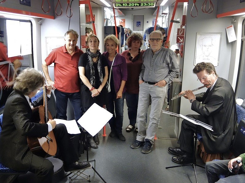 Die Künstler des Kunstzugs: Gerhard Ganahl, Alois Galehr, May-Britt Nyberg Chromy, Renate Ludescher, Judith Batlogg, Rainer Wolf und Martin Vallaster (v.l.n.r.)