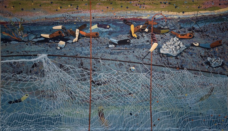 Otobong Nkanga: Unearthed - Twillight 2021 Tapisserie (© Karlheinz Pichler)