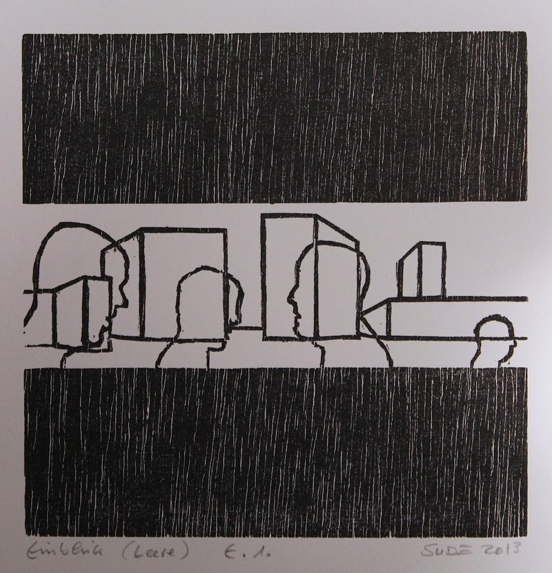 Stephan Sude: Einblick (Leere). Holzschnitt, 2012