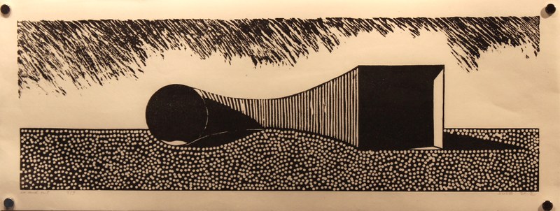 Stephan Sude: In and out. Holzschnitt, 2012