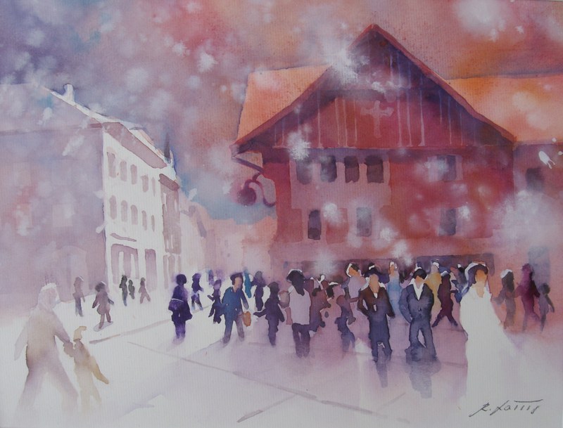 Dornbirn, Rotes Haus, 2018,  Aquarell, 27x38cm