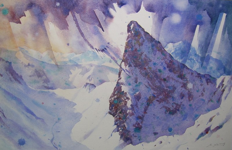 Roggspitze, 2018,  Aquarell, 51x78cm