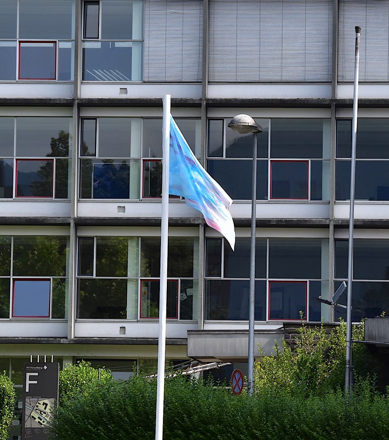 Die Symbole der Flaggen verlieren sich in pastellenen Farbräumen (Foto: Karlheinz Pichler)