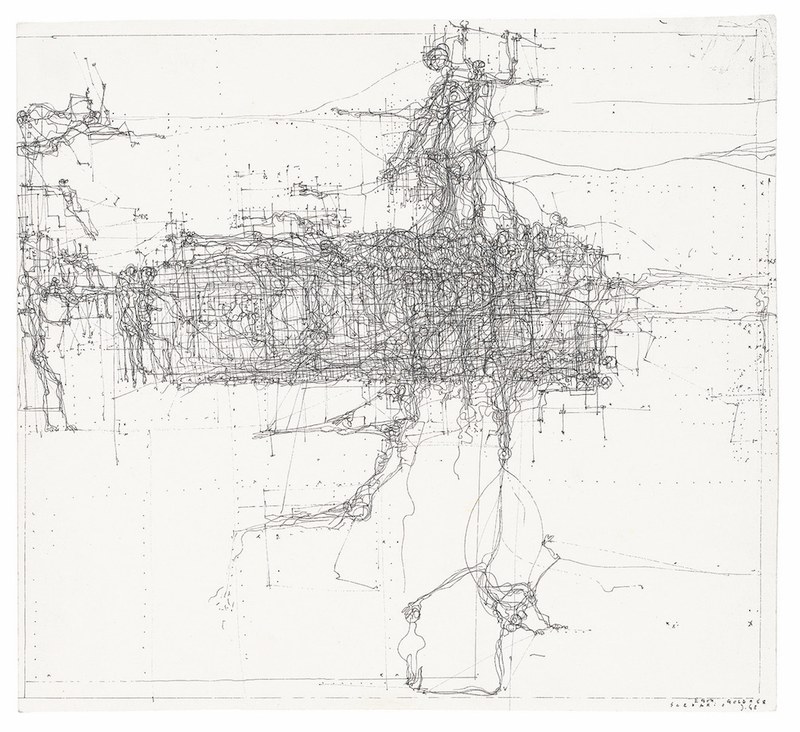 Egon Goldner: Scenario, 1968, Tusche Papier