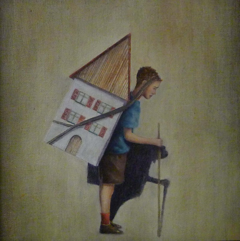 Bernhard Buhmann: Altes Haus, 2011, Öl auf Karton