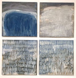 Judith Batlogg, Blues I u. II, ganz tief graben, ganz hoch steigen, 2023 Tempera auf Leinwand