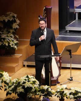 Markus Pferscher begrüßte das Publikum nicht nur als Orchesterleiter, sondern auch als Präsident des Lions Clubs Hohenems. 
