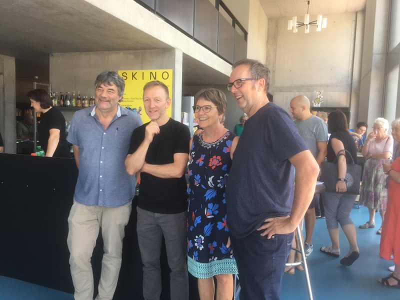 Hansjörg Quaderer, Markus Wille, Bernadette Kubik-Risch und Roman Banzer bilden mir ihren Angeboten eine Einheit im sKino in Schaan