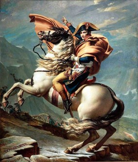 Jacques-Louis David, Napoleon beim Übergang über den Großen St. Bernhard, 1800 (Kunsthistorisches Museum Wien)