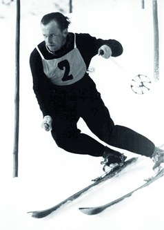 Willi Walch bei großdeutschen Skimeisterschaft, Slalom, in Kitzbühel 1939