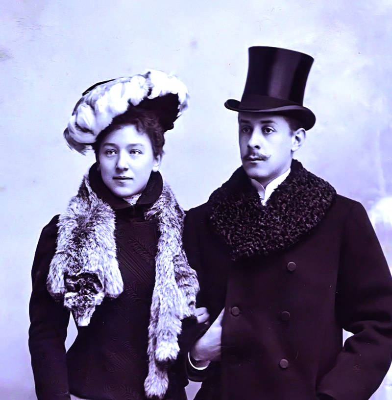 Hans Varrone mit seiner Verlobten Hermine ("Minnerl") Hofer, Weihnachten 1901.