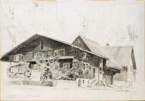 Gmeinder Hus (Bäumlegasse, Db. II), 1976, Feder, Sepiazeichnung, Bleistift, Lavierung, Tafel 21