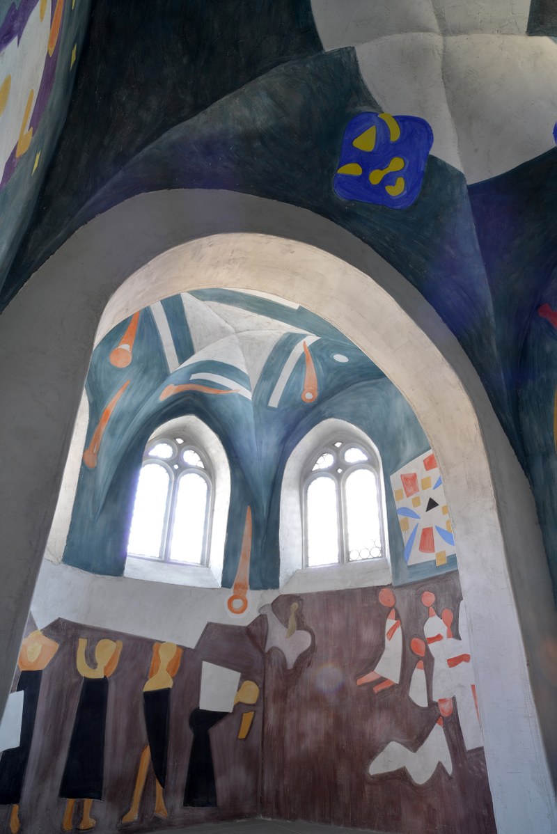 Ferdinand Gehr, Propstei St. Gerold, Adamskapelle, Kapelleninneres, Blick ins Chorgewölbe (Apokalypse), 1976/1977 © Kunstmuseum Olten