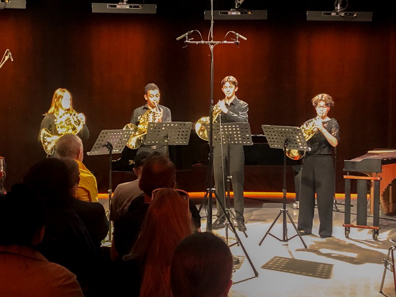 Maria Senoner (ganz rechts) komponierte eine Fanfare für das Quartett „Drei Ländle“.
