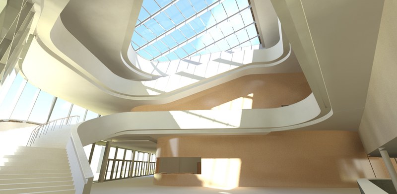 Weiche Rundungen als Kennzeichen: Das von der Projektgemeinschaft Hascher Jehle Architektur (Berlin) und Mitiska Wäger (Bludenz)  entworfene Feldkircher Montforthaus