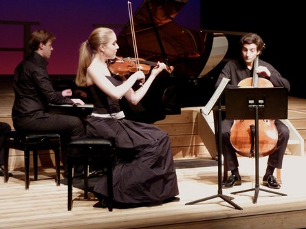 Alexander Boeschoten (Klavier), Romaine Bollinger (Violine) und Payam Taghadossi am Violoncello bilden seit Jahren das junge Trio Gagliano
