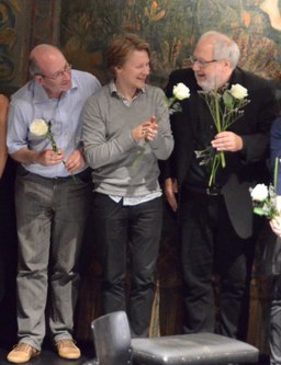 Gute Stimmung im Konzertsaal. Oliver Triendl, Antti Tikkanen und Richard Dünser beim Schlussapplaus.