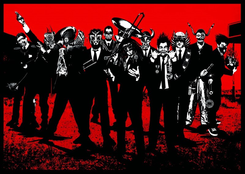 Die Band in Mannschaftsstärke