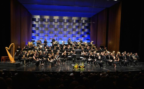 Siebenundsiebzig Teilnehmerinnen und Teilnehmer des vierten Internationalen Bodenseecamps gaben unter der Leitung von Martin Kerschbaum ein inspirierendes Konzert.