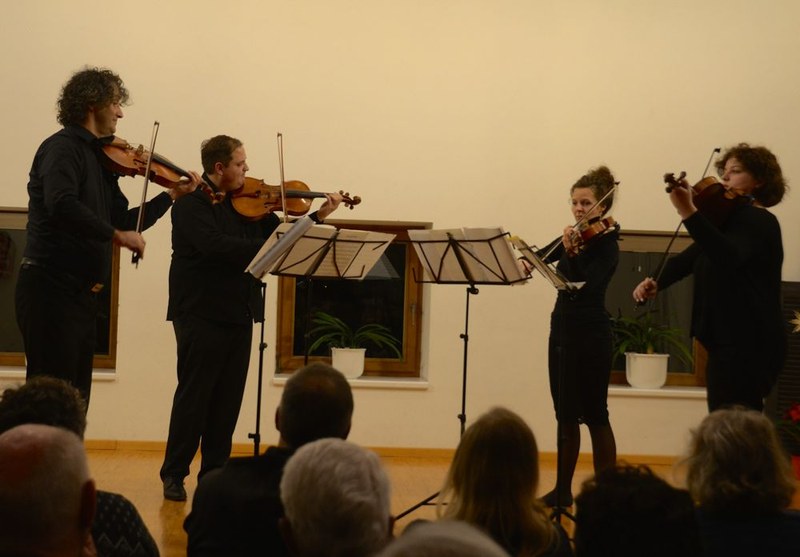 Klaus Christa, Guy Speyers, Annette Heil und Elisa Kessler setzten den schönen Klang ihrer Bratschen mit exklusiven Kompositionen und hervorragenden Werkdeutungen im schönen Ambiente des Pfarrsaales in Nüziders eindrücklich in Szene.