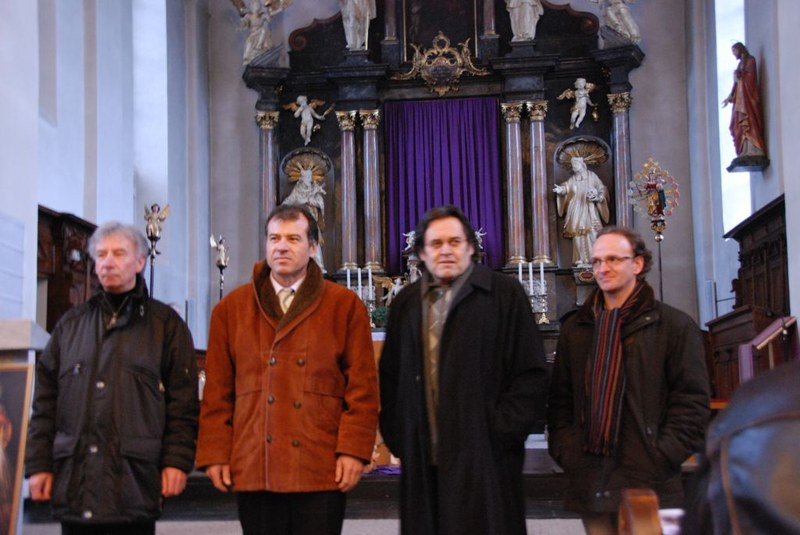 Bruno Oberhammer, Murat Üstün, Kurt Sternik und Thomas Thurnher beim Jubiläumskonzert in Bludesch