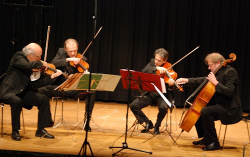 Volle Konzentration des Pellegrini Quartetts bei der Uraufführung des neuesten Werkes von Alfred Knüsel