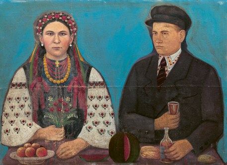 Panas Yarmolenko (1886–1953): Porträt von Olha Bozhko und ihrem Bruder Wolodymyr, 1946, Öl auf Leinwand, 88,5 x 118 cm (Rodovid Gallery Collection, Kyiv)