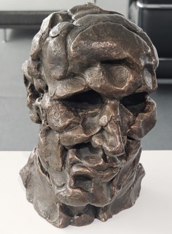 Walter Salzmann: Expressiver Kopf, Bronze, 1975
