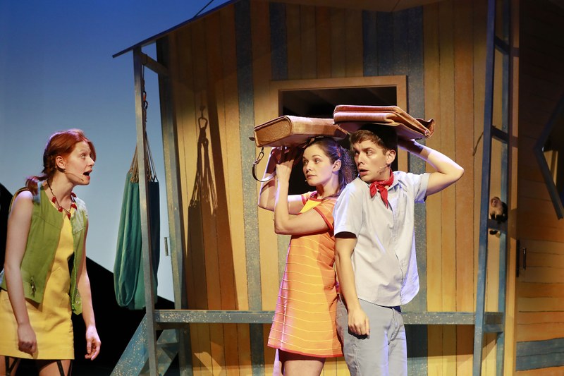 Freche Pippi (Bo-Phyllis Strube) - brave Nachbarskinder (Luzian Hirzel und Nathalie Thiede): Die Kostüme charakterisieren die Figuren  punktgenau