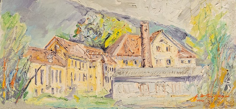 Gerhard Winkler: Alte Rhombergfabrik Dornbirn, Öl auf Leinwand, 1998 (alle Fotos: Kapi)