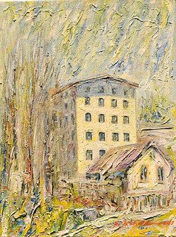 Gerhard Winkler: Zettlerei, Dornbirn-Steinebach, Öl auf Leinwand, 2005