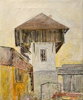 Gerhard Winkler: Trockenturm, Fussenegger Dornbirn, Öl auf Leinwand, 2004